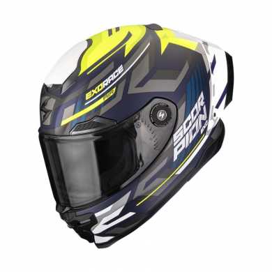 Casco Scorpion Exo-Race Air Kobra Blu Giallo Bianco Opaco