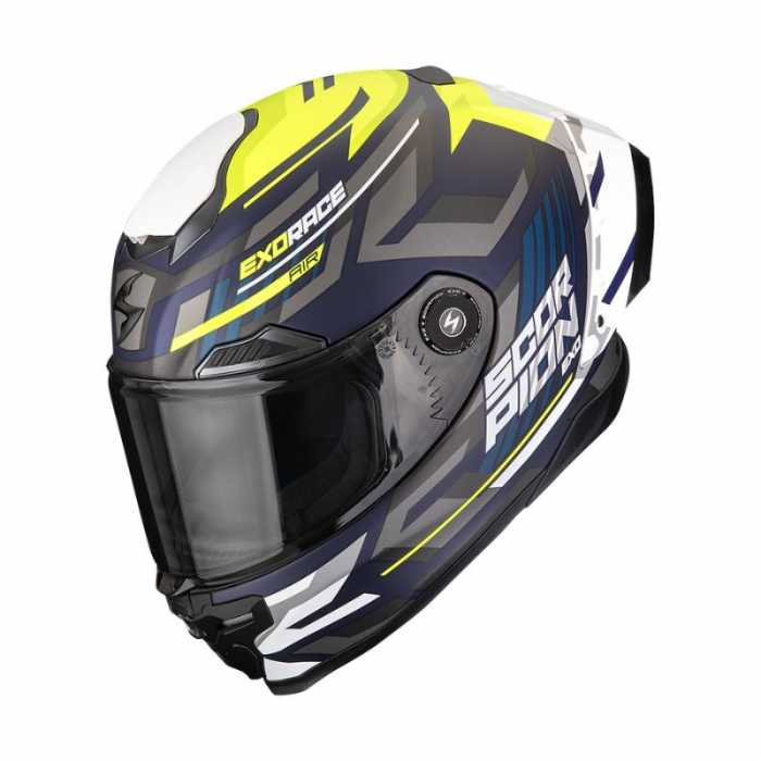 Casco Scorpion Exo-Race Air Kobra Blu Giallo Bianco Opaco