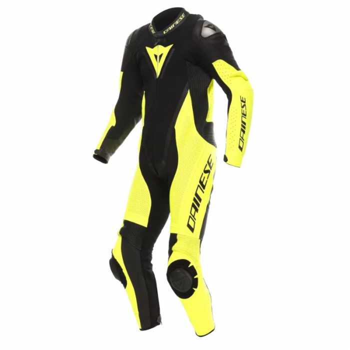 Dainese Leather Suit Demon Sprint Prof. Black Fluo Yellow