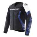 Giubbotto Racing 5 Pelle Nero Blu Bianco