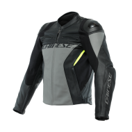 Jacket Racing 4 Perforated Leather Black Grey