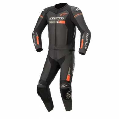 Leather Suit Gp Force Chaser 2PC Black Fluo Red